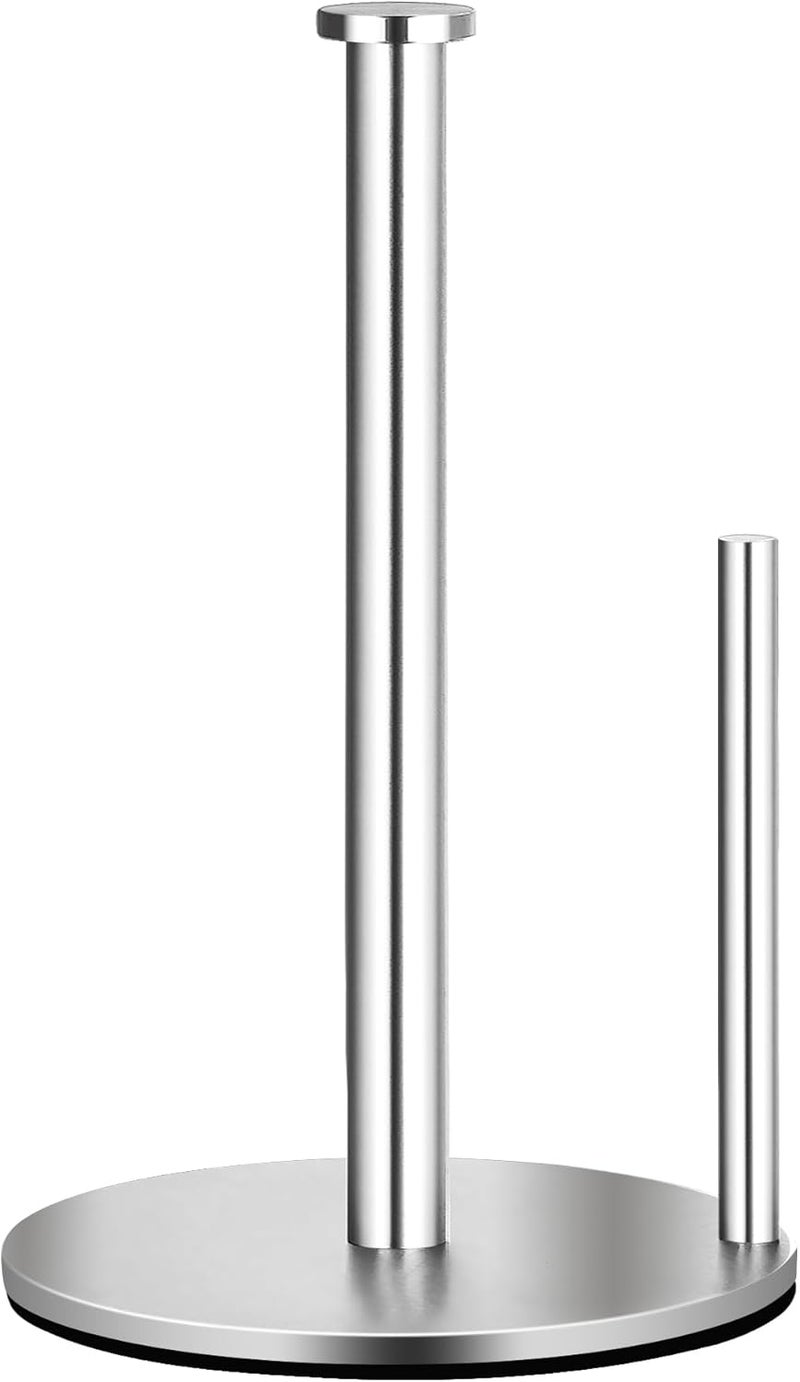 OBODING Paper Towel Holder Countertop, , Stainless Steel Kitchen Paper Towel Holder Stand for Kitchen Organization, Stainless Steel Paper Towel Holders for Standard and Large Rolls (Silver) - Image 1